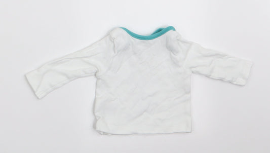 M&Co Boys White Animal Print Basic T-Shirt Size Newborn