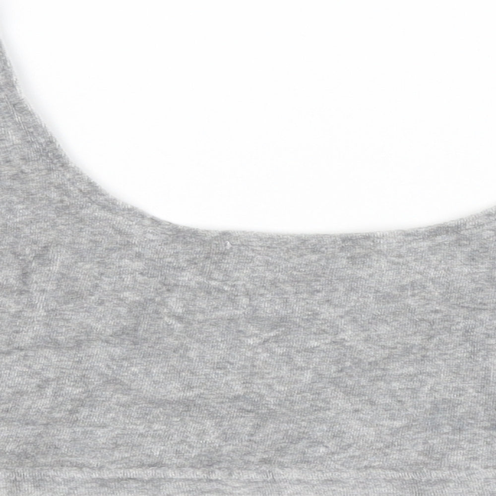 Brand and care label for Missguided women’s grey cropped tank, size UK 10
