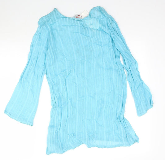 WOW Womens Blue Basic Blouse Size S - Tie Detail
