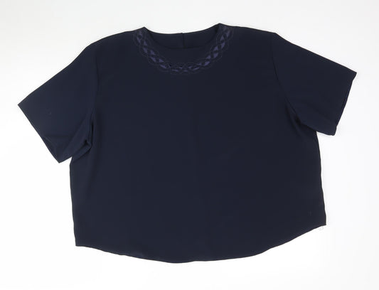 Preowrn Womens Blue Basic Blouse Size 24