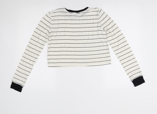 forever21 Womens White Striped Basic T-Shirt Size S