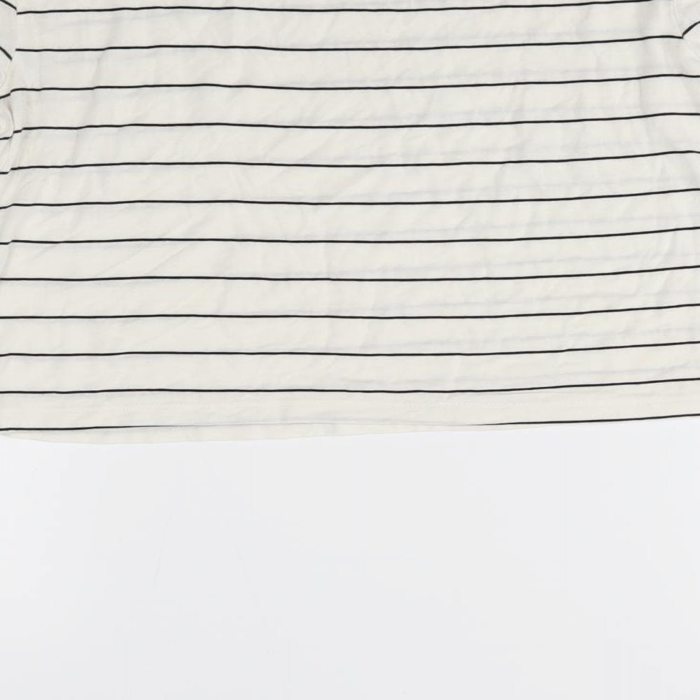 forever21 Womens White Striped Basic T-Shirt Size S