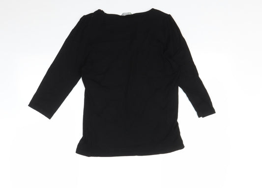 Marks and Spencer Womens Black Floral Basic T-Shirt Size 10
