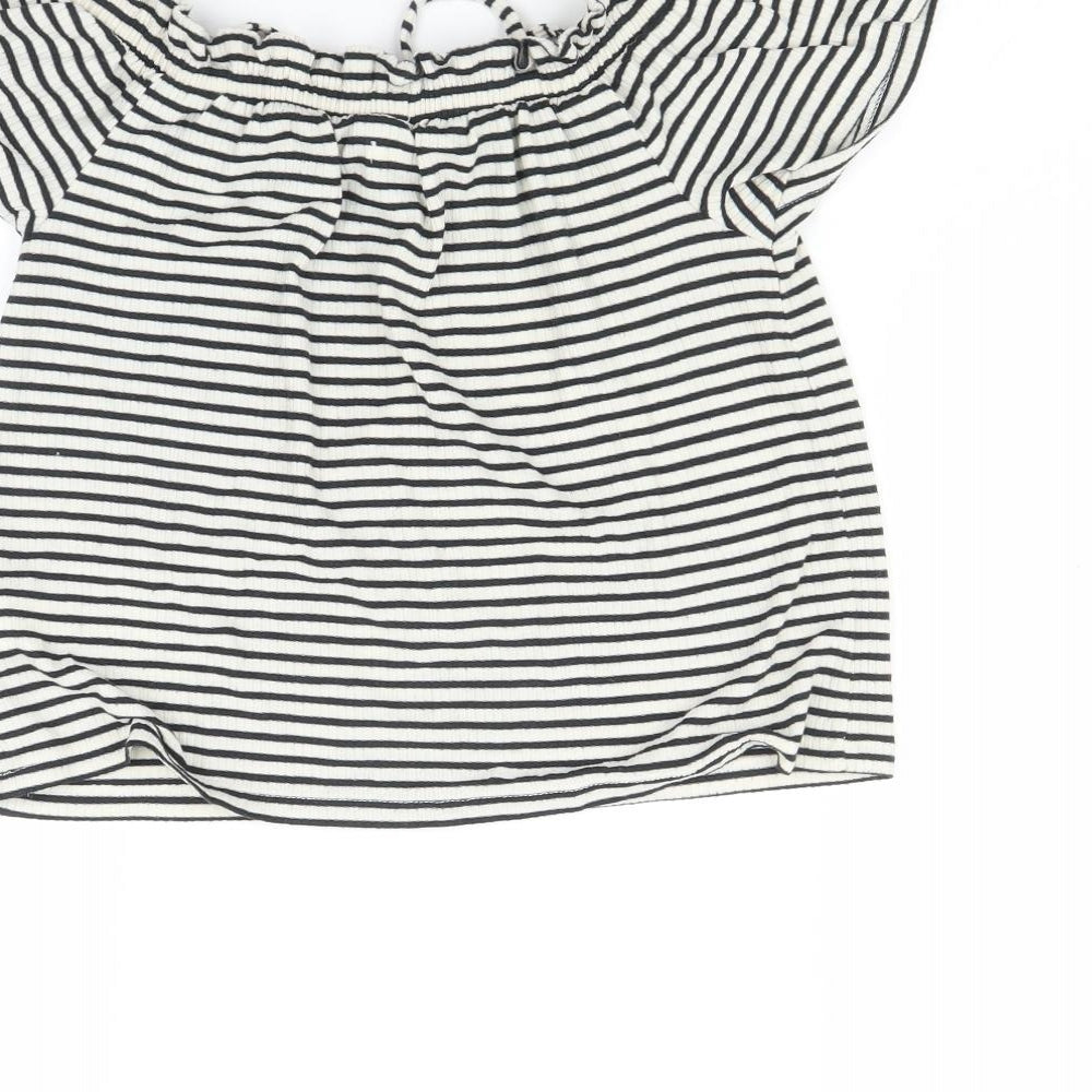 NEXT Girls Multicoloured Striped Basic T-Shirt Size 9 Years