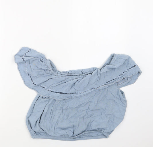 New Look Womens Blue Cropped T-Shirt Size 14