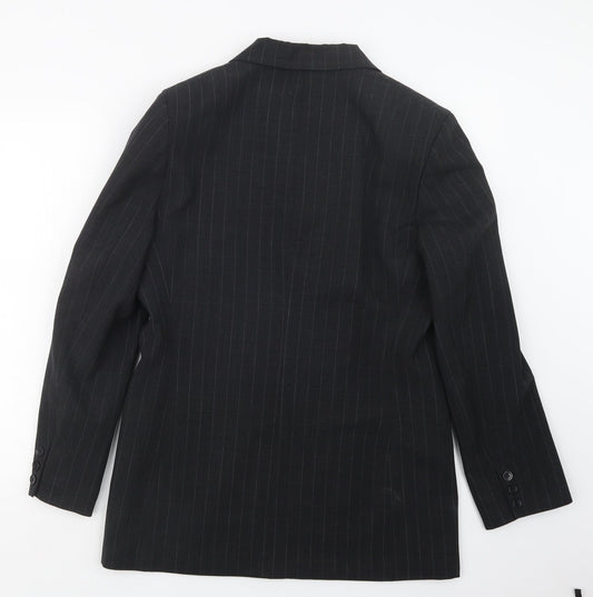 DCC Womens Black Striped Jacket Blazer Size 14