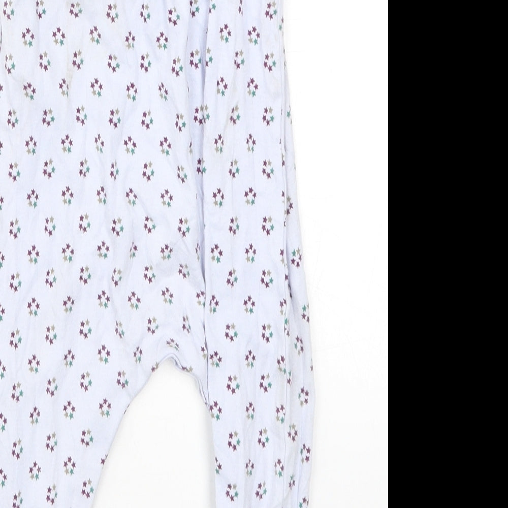 Brand and care label for Preworn girls’ blue geometric cami one piece, size 9-12, months - stars
