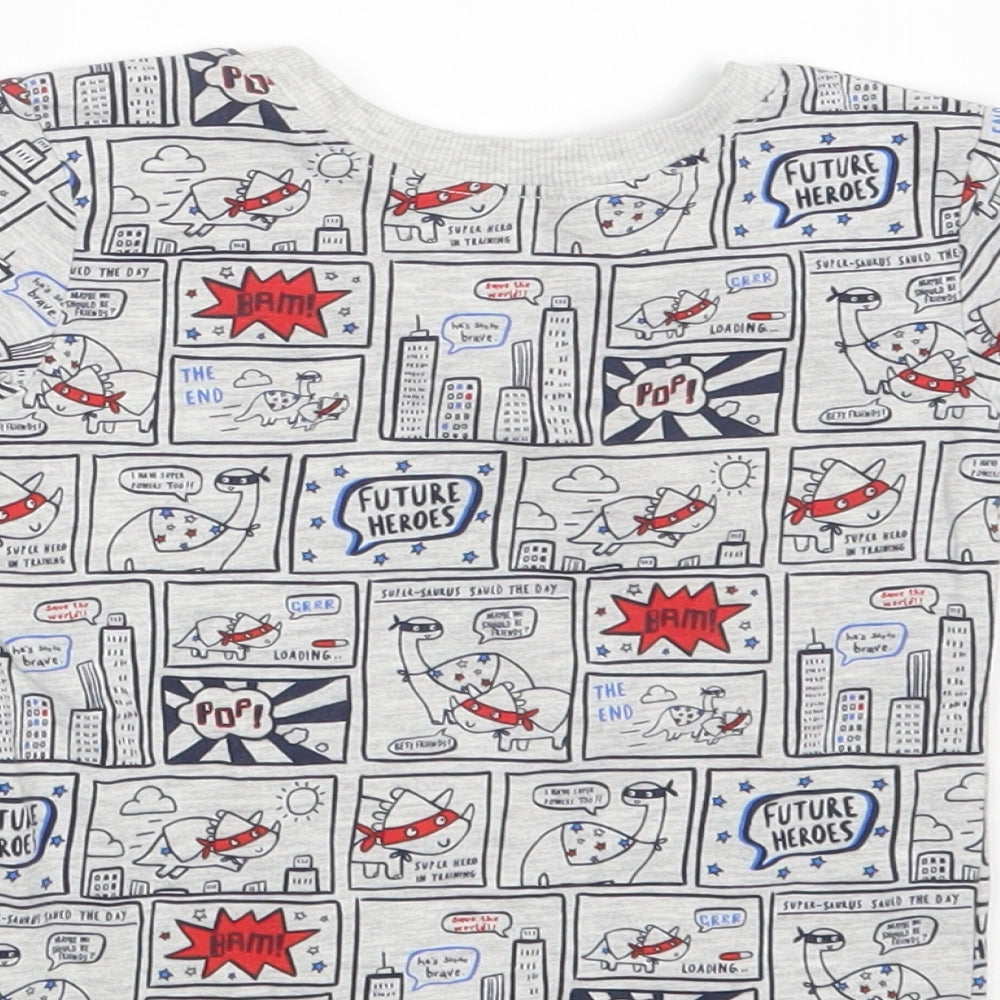 Brand and care label for George boys’ grey basic t-shirt, size 9-12, months