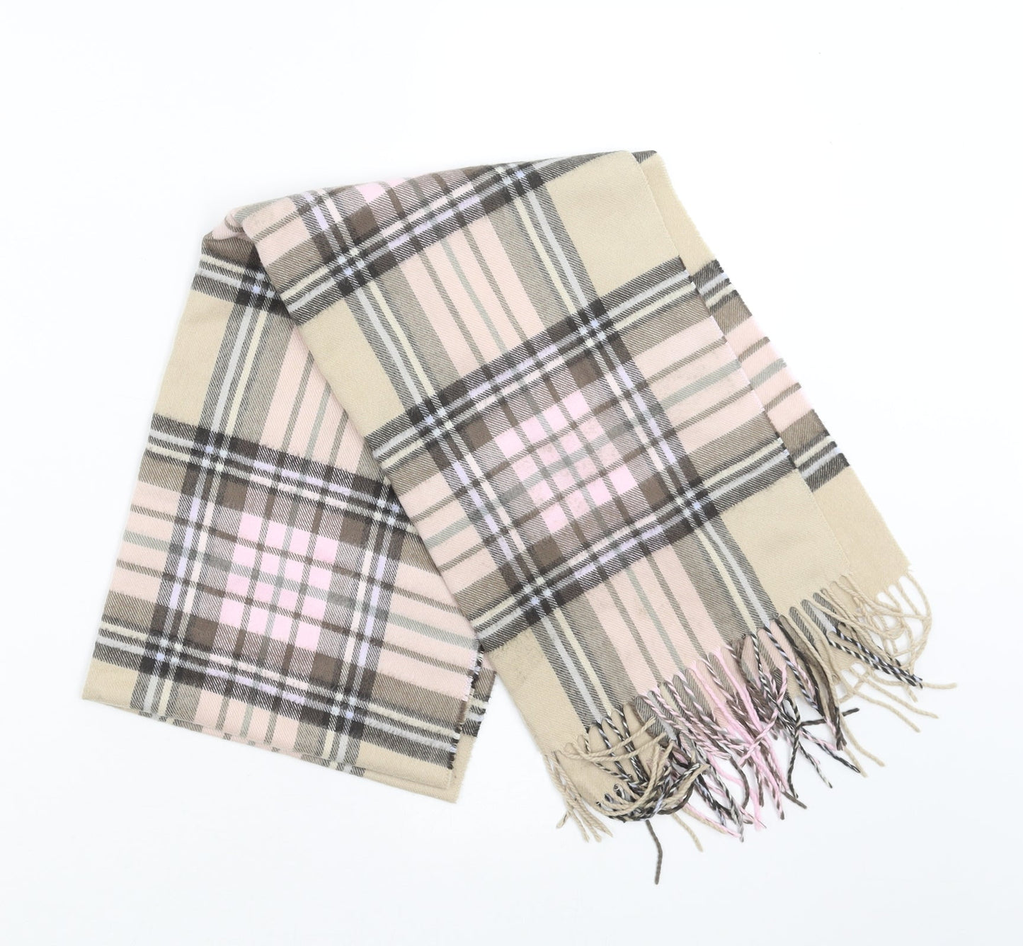 Preworn Womens Beige Plaid Scarf