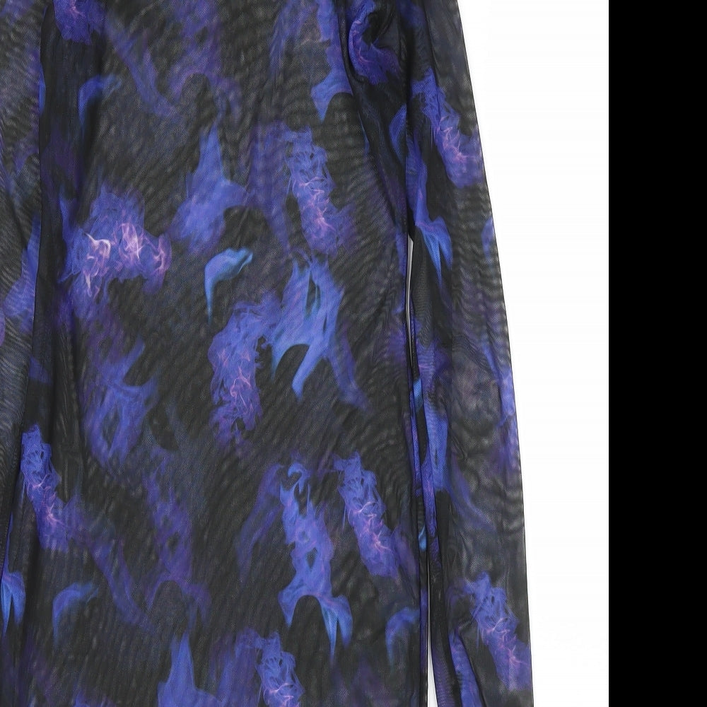 Brand and care label for I SAW IT FIRST women’s blue a-line, size UK 8