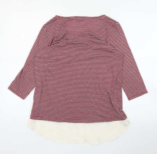 Warehouse Womens Red Striped Basic Blouse Size 12