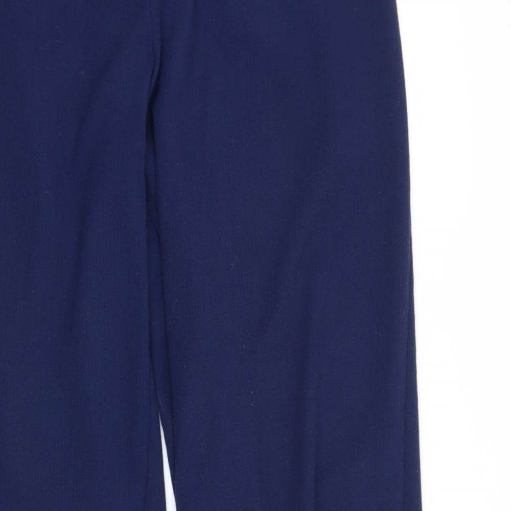 Brand and care label for AMARANTO women’s blue trousers, size UK 14, 28-inch leg