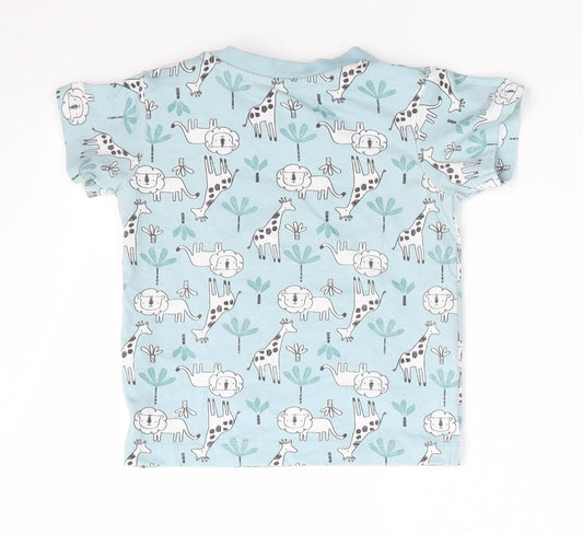 Matalan Boys Blue Animal Print Basic T-Shirt Size 9-12 Months - wild animals