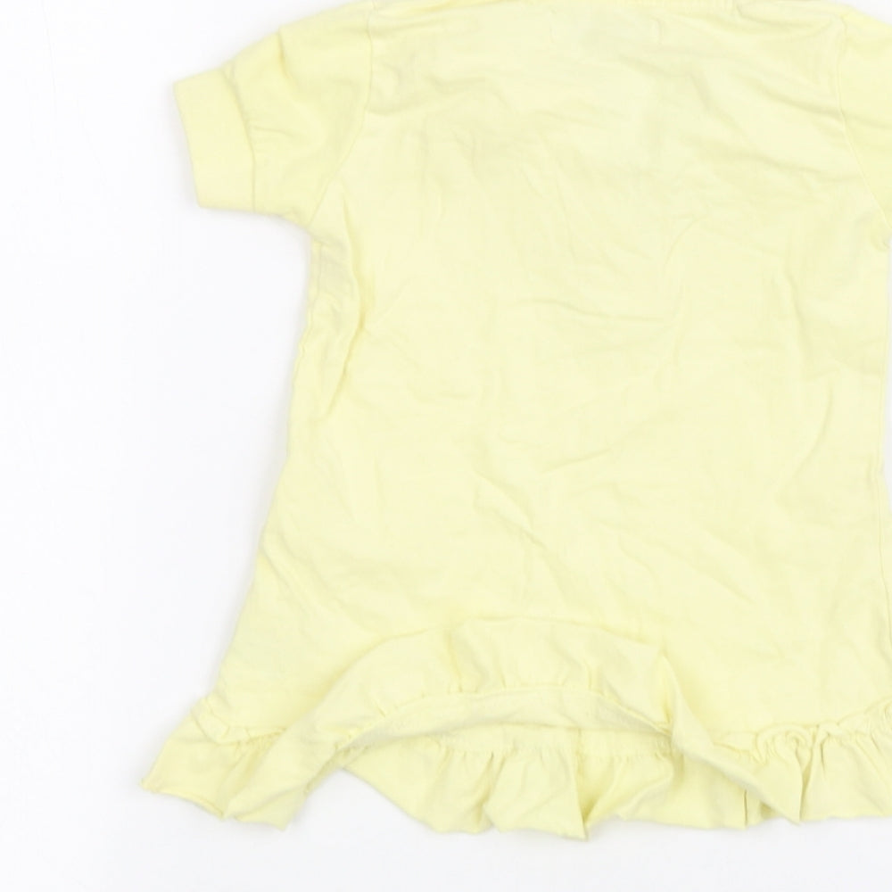 Brand and care label for Early Days Baby Yellow Basic Polo, size 12-18, Months