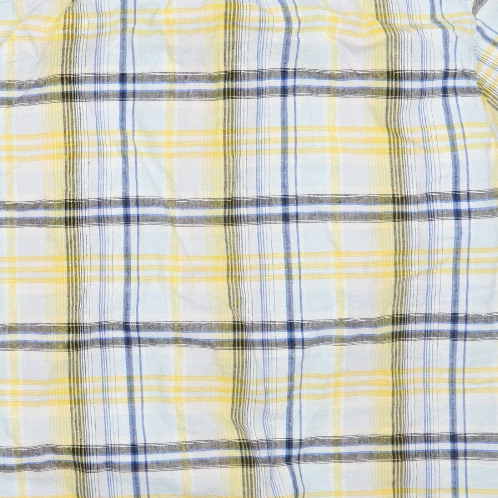 Easy Mens Yellow Check Button-Up Size XL