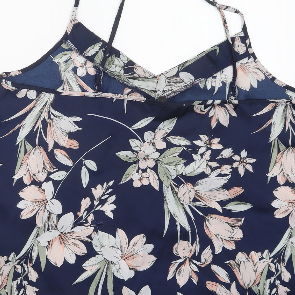 Love to Lounge Womens Blue Floral Basic Tank Size 14