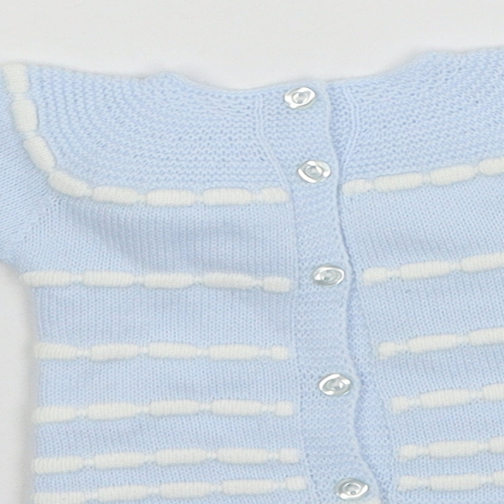 Brand and care label for VB boys’ black striped knit jumper, size 0-3, months