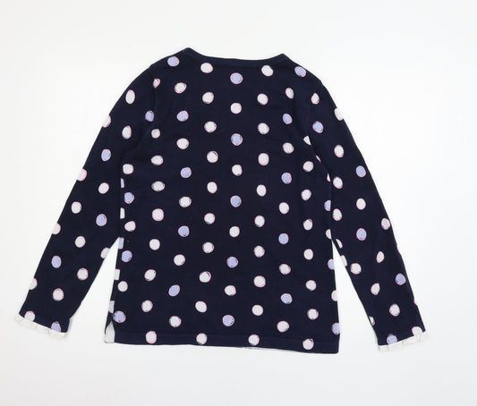 Talbots Womens Black Polka Dot Jersey Basic T-Shirt Size 12
