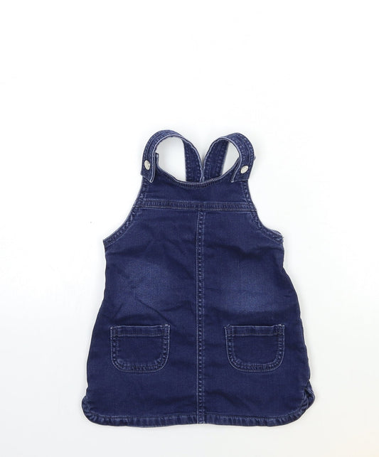 Maine Baby Blue Denim Pinafore/Dungaree Dress Size 9-12 Months