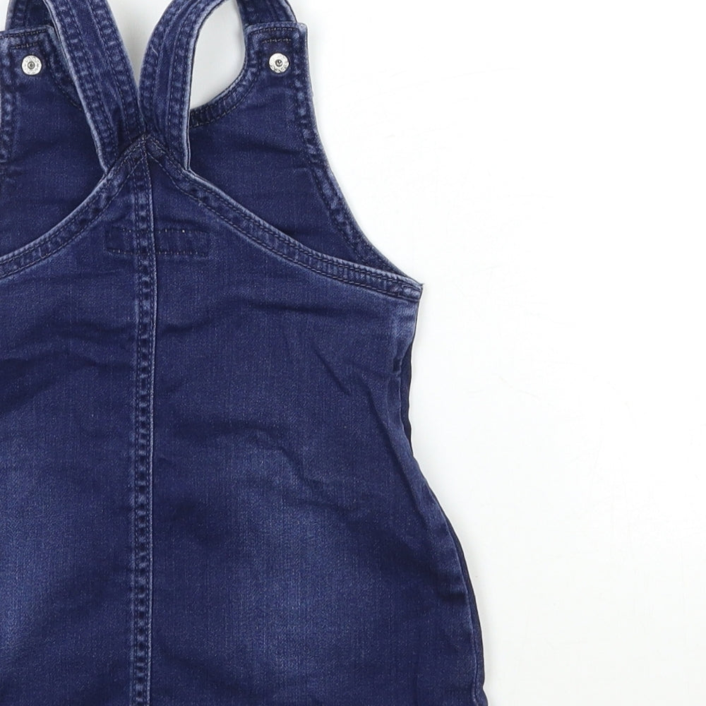 Brand and care label for Maine New England Baby Blue Denim Pinafore/Dungaree Dress, size 9-12, Months
