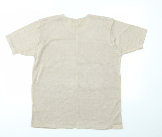 HONEY Womens Gold Basic T-Shirt Size L