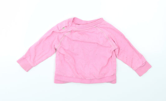 M Girls Pink Polka Dot Pullover Jumper Size 9-12 Months