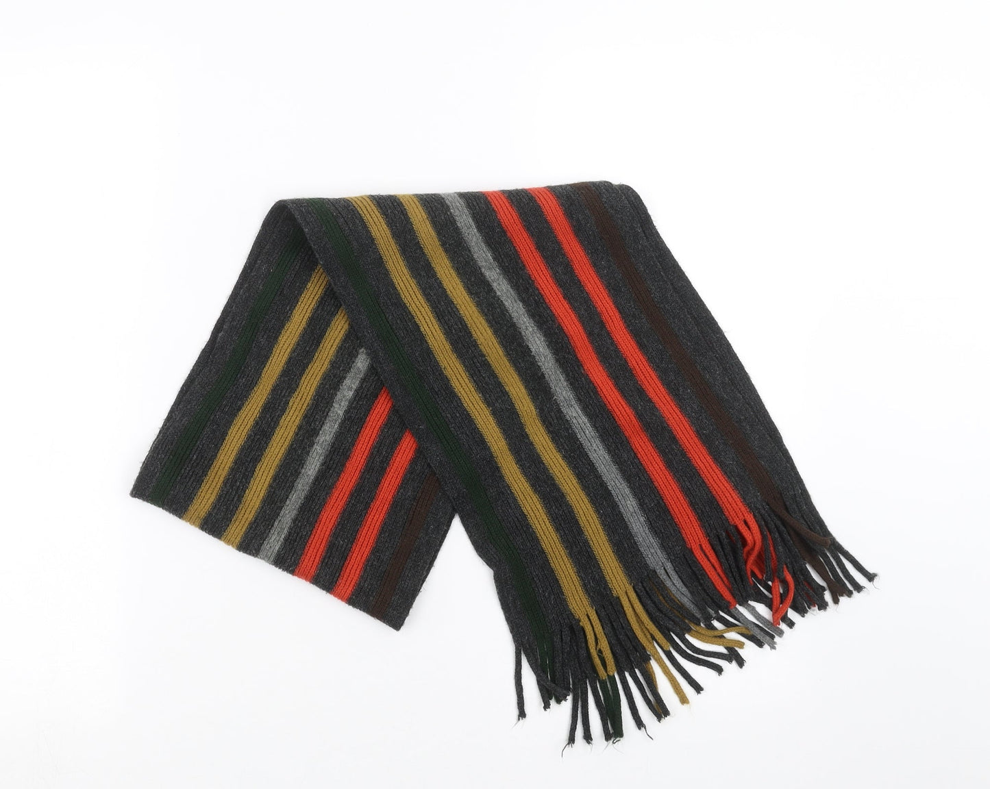 Preworn Mens Grey Striped Scarf One Size