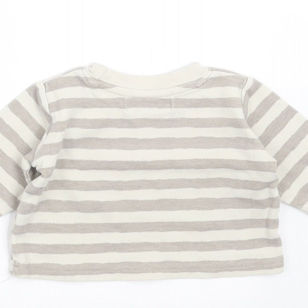 Brand and care label for Early Days Baby Grey Striped Basic T-Shirt, size 0-3, Months