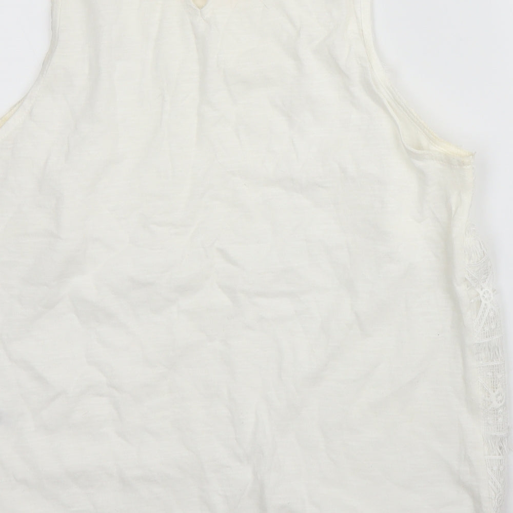 Apricot Womens White Geometric Basic Blouse Size 10