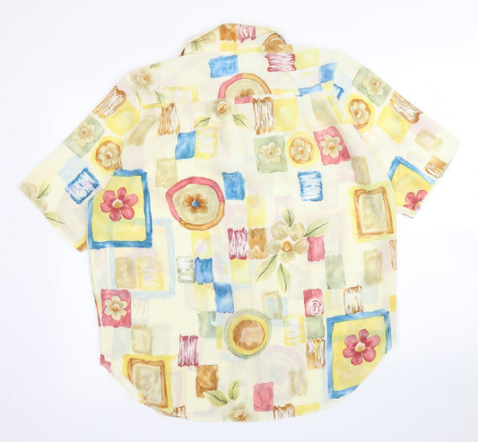 Direct Womens Yellow Floral Basic Blouse Size 14