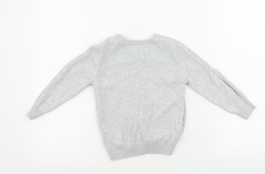 H&M Boys Grey Geometric Pullover Jumper Size 2-3 Years