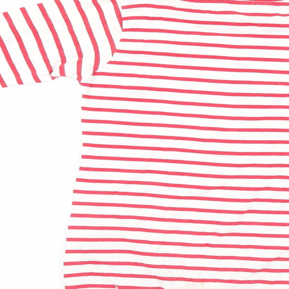 Brand and care label for Sweet Millie girls’ ivory striped camisole t-shirt, size 7, years