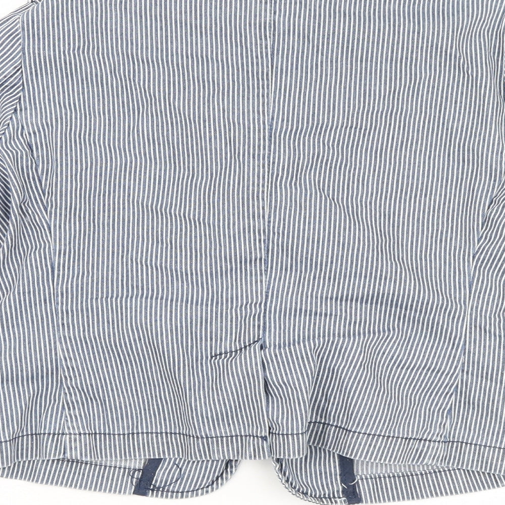 Brand and care label for j jeans girls’ blue striped jacket, size 10, years