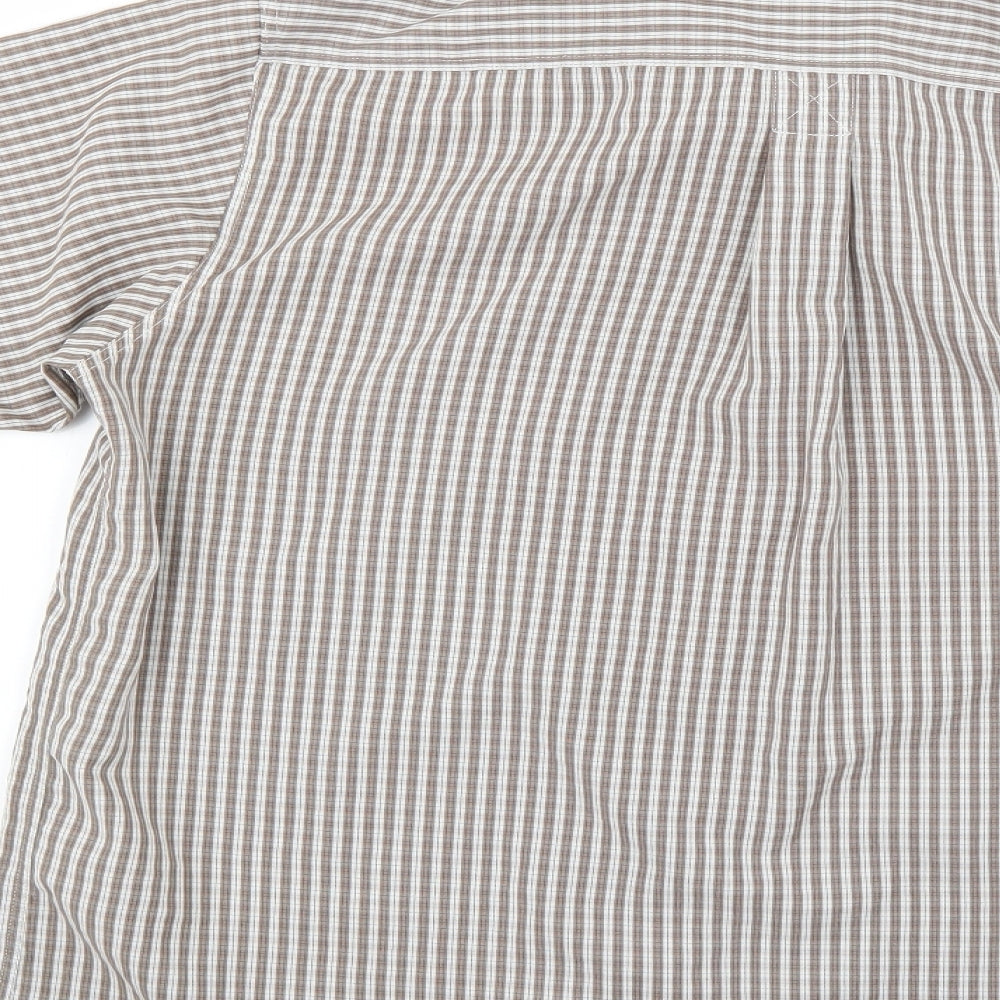 Cotton Traders Mens Beige Striped Button-Up Size L