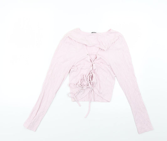 Select Womens Pink Basic Blouse Size L