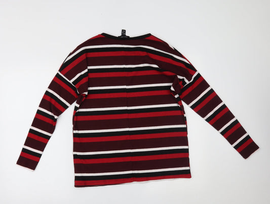 New Look Womens Red Striped Basic Blouse Size 8