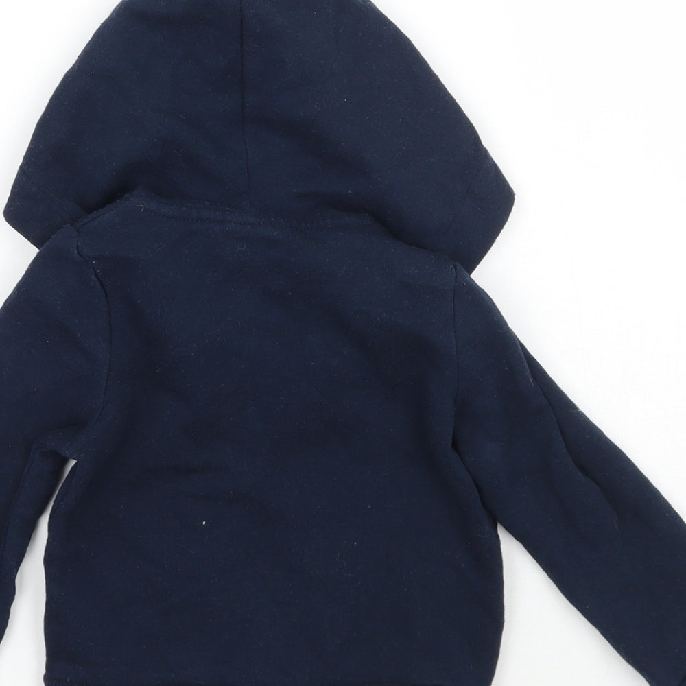 Brand and care label for H&M girls’ blue jacket coat, size 2, years
