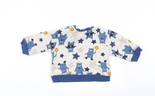Nutmeg Boys Ivory Animal Print Pullover Jumper Size 0-3 Months - Bear Print