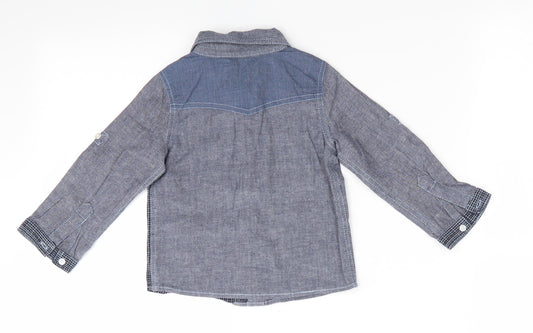 M&Co Boys Blue Basic Button-Up Size 12-18 Months