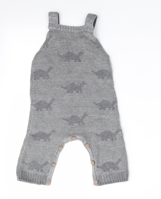 George Boys Grey Animal Print Romper One-Piece Size 3-6 Months - Dinasour Print