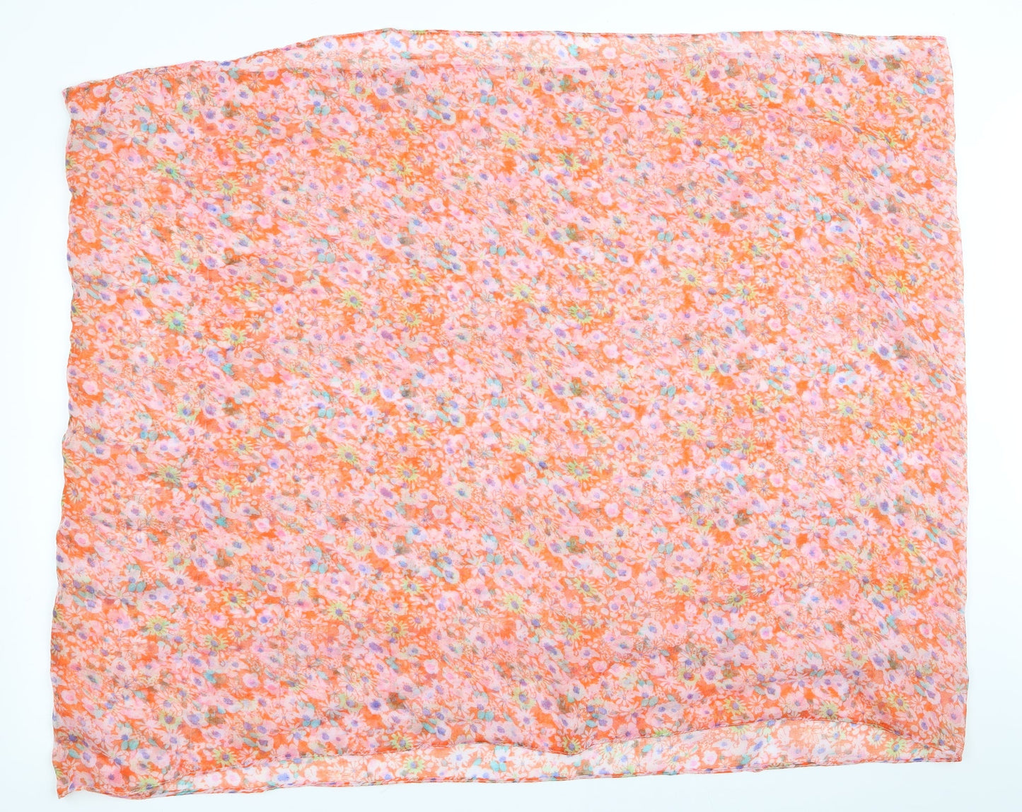 Preworn Womens Orange Floral Scarf - Lightweight Snood