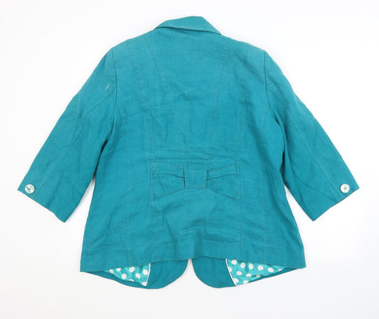 Preworn Womens Blue Polka Dot Jacket Blazer