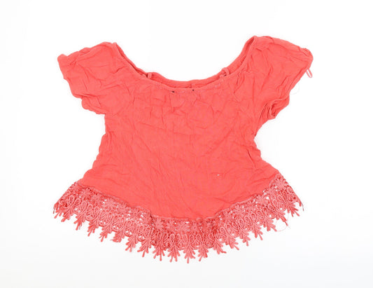 Select Womens Red Cropped Blouse Size 8