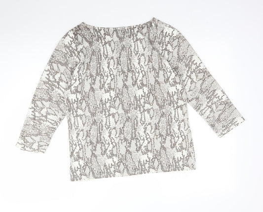 Preworn Womens Grey Animal Print Knit Basic T-Shirt Size M - Snake Print