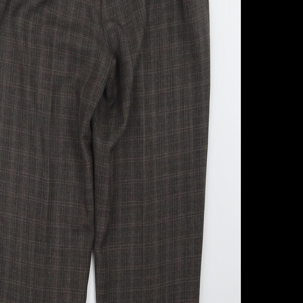 BM Womens Brown Check Trousers Size 12 L26 in