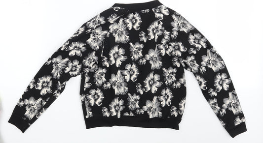 Select Womens Black Floral Jacket Coat Size 6