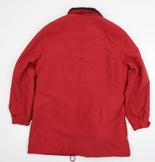 Eliza Grey Womens Red Parka Coat Size 12