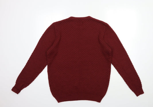 24:7 Mens Red Knit Pullover Jumper Size M