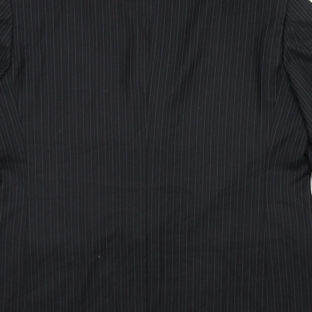 Preworn Mens Black Striped Jacket Suit Jacket Size 44