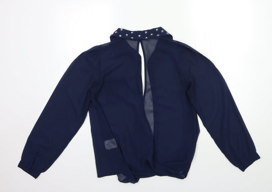 Miso Womens Blue Basic Blouse Size 10 - OPEN BACK
